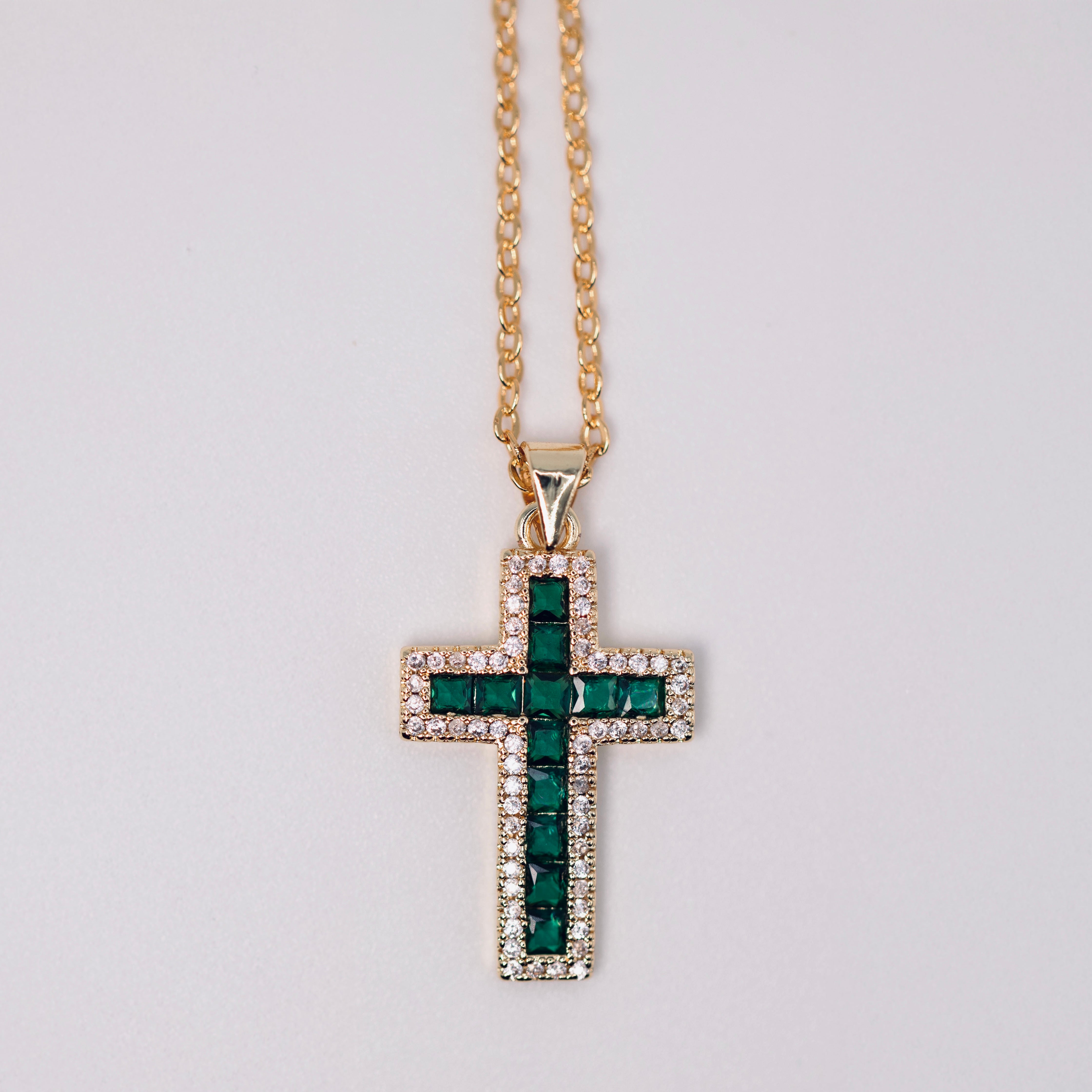 Emerald Cross Necklace
