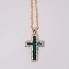 Emerald Cross Necklace